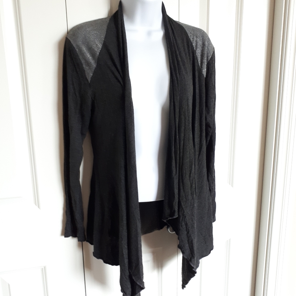 Two Tone Grey Open Front Cardigan - S